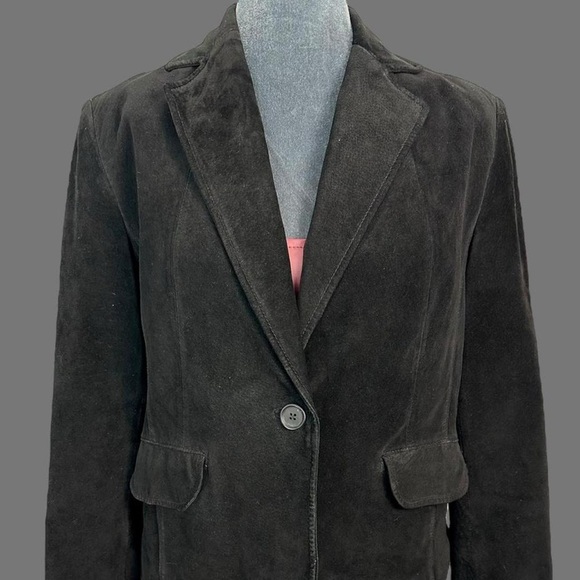 Vintage black suede leather blazer jacket - Picture 2 of 8